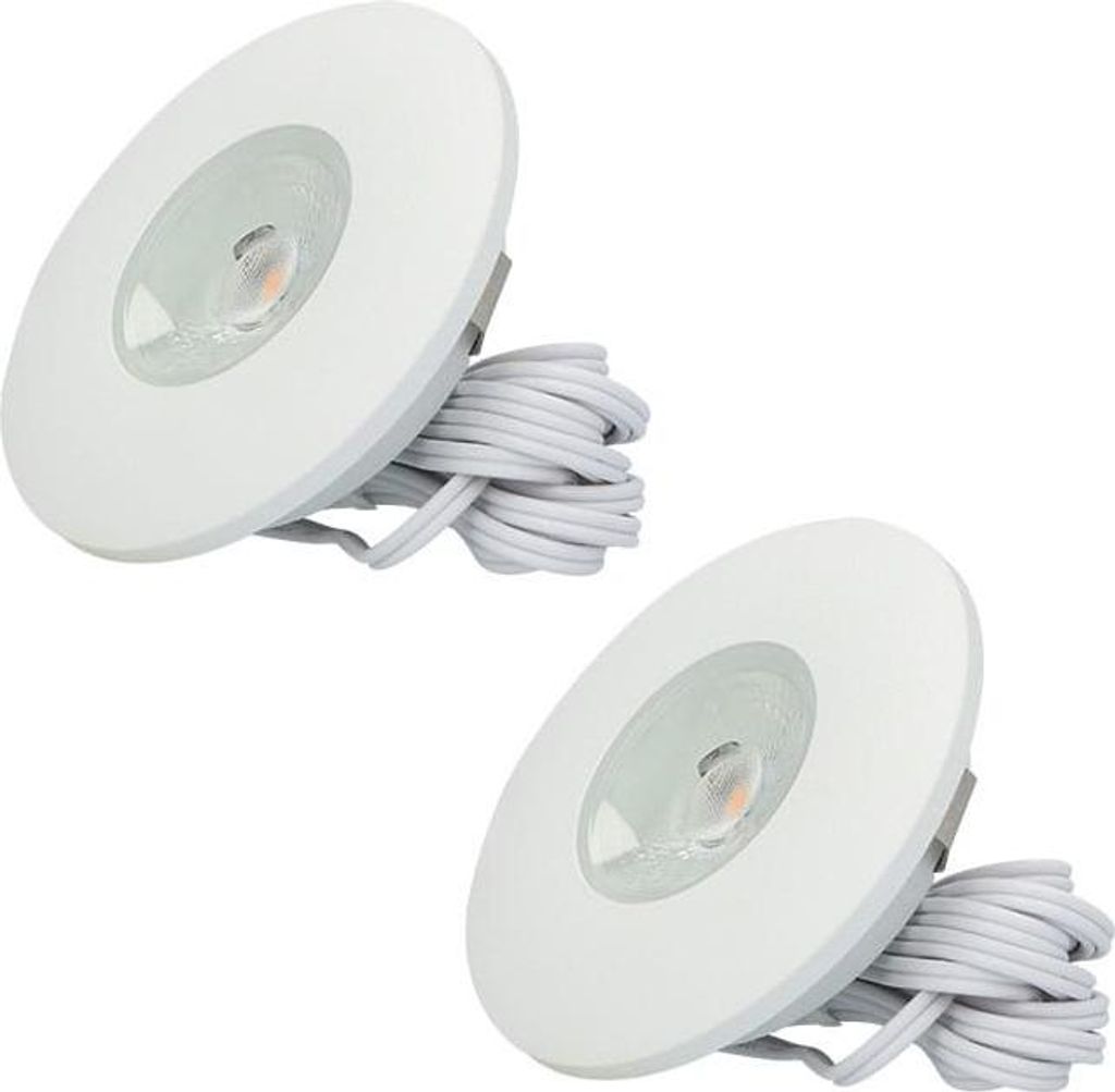 hoftronic LED Einbaustrahler 3W 2700K IP44 Weiß 2er Set