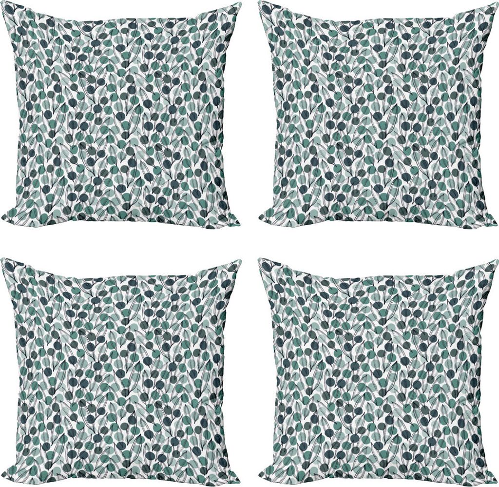 ABAKUHAUS Tropisch Kissenbezug Set (4 Stück), Ink Farbe Blätter Dots, Moderner Doppelseitiger Digitaldruck, 60 cm x 60 cm, Mehrfarbig