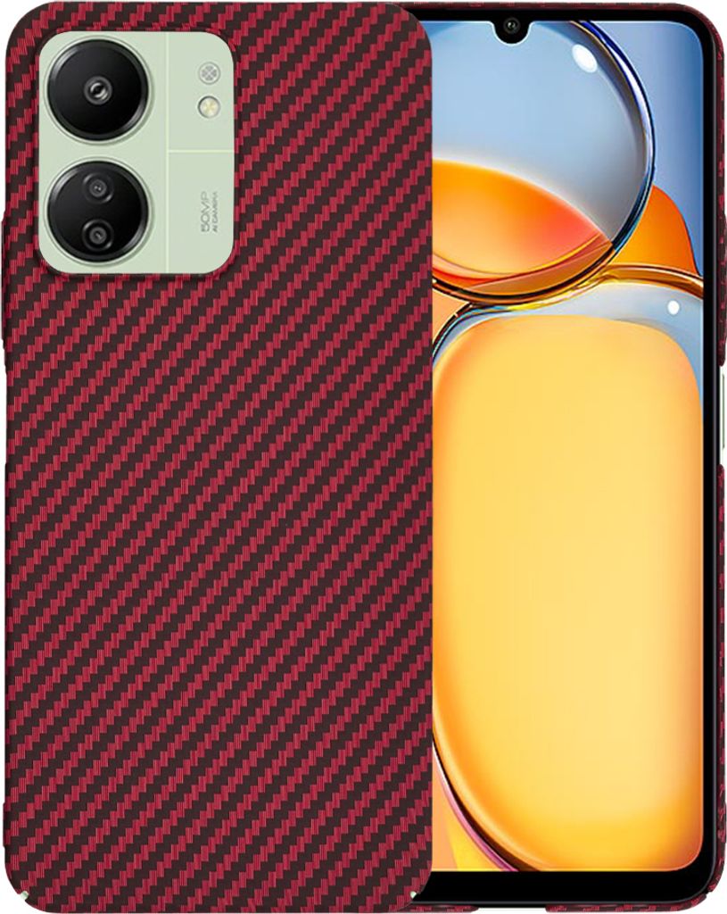 Techsuit Carbonite FiberShell Back Cover Hülle für Xiaomi Redmi 13C 4G/5G / Xiaomi Poco C65 - Rot