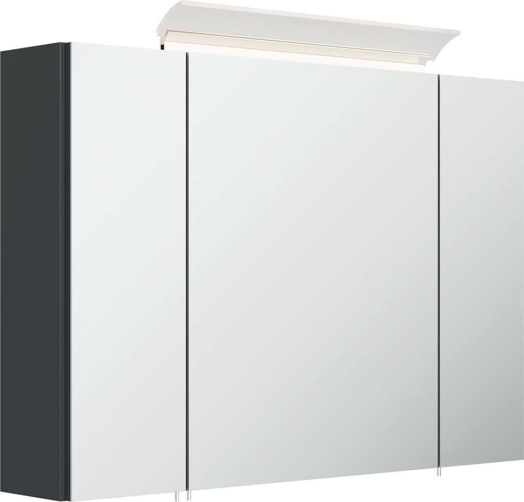Spiegelschrank 90cm inkl. Design LED-Lampe und Glasböden grafit : Grafit