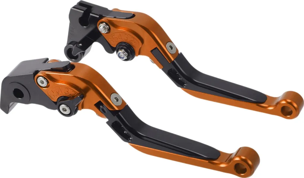 Paire de Leviers Moto en Alu pour Yamaha YZF R1 09-14 Orange et Noir