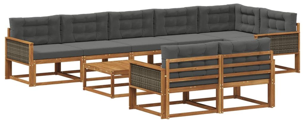“2026 Modern“ Braun Outdoor-Sofagarnitur mit Kissen 9 pcs Natur und Anthrazit - Designermöbel 94600 - Gartensofas