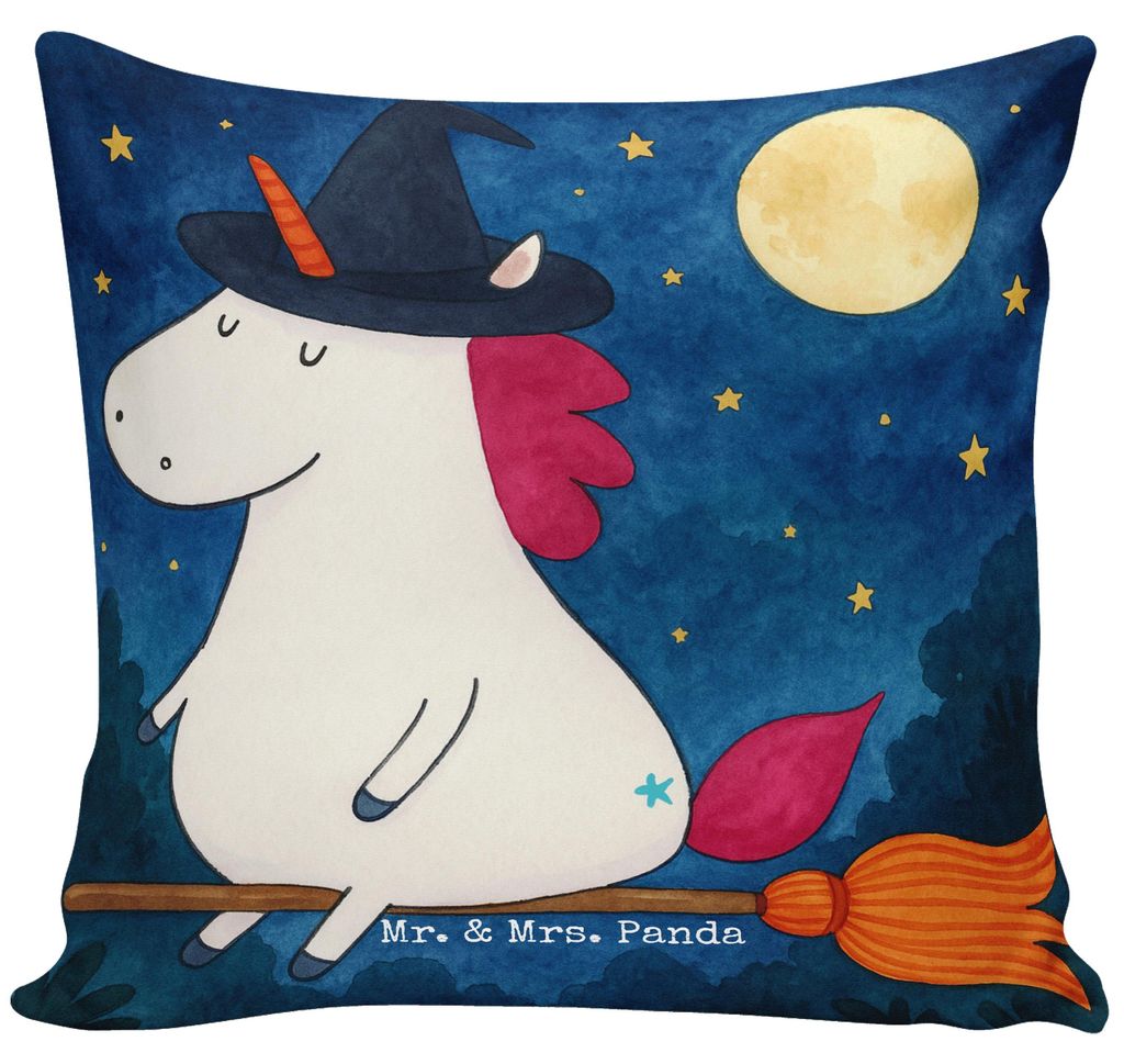 Mr. & Mrs. Panda Dekokissen Einhorn Hexe Design - Weiß - Geschenk, Unicorn, Teufel, Einhörner, Deko Kissen, Frau, Sofakissen, Polster, couch, zie...