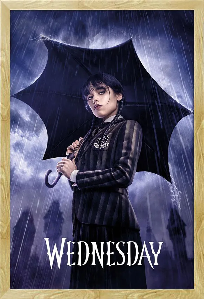 Mercoledì Poster Downpour 61x91,5 con Cornice Faggio Shinsuke Maxi MDF