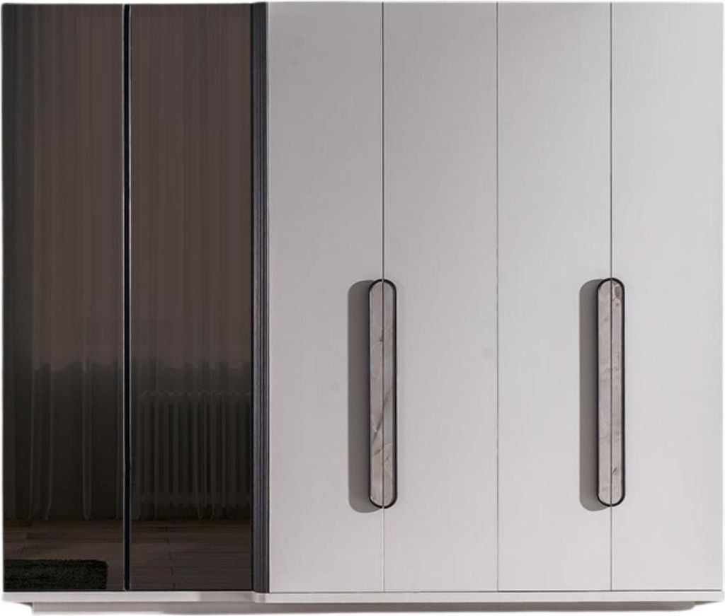 Kleiderschrank Barcelona Holzwerkstoff Weiß Rauchglas, Produktauswahl:6 trg. Kleiderschrank