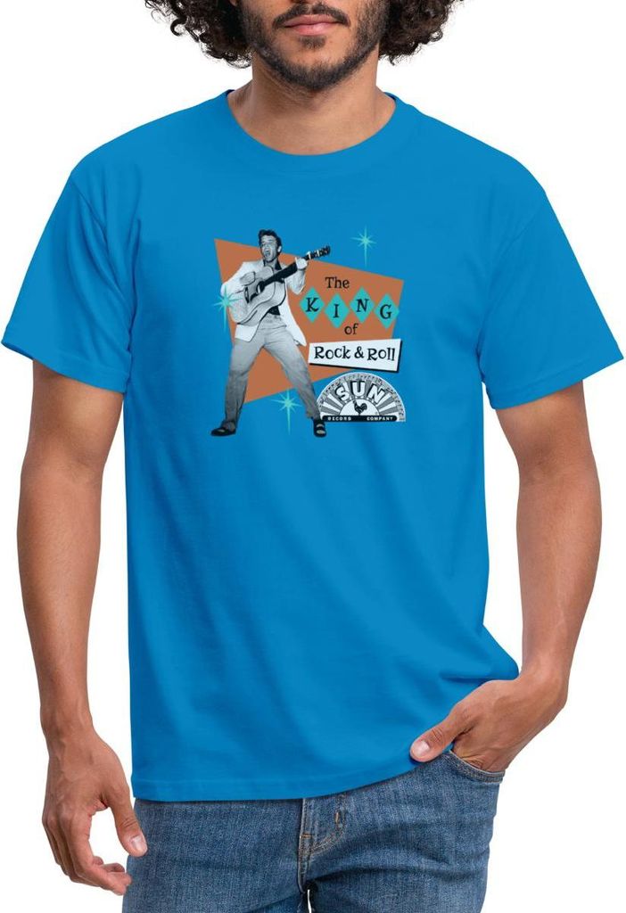 Spreadshirt Elvis Presley The King Of Rock & Roll Männer T-Shirt, 4XL, Royalblau