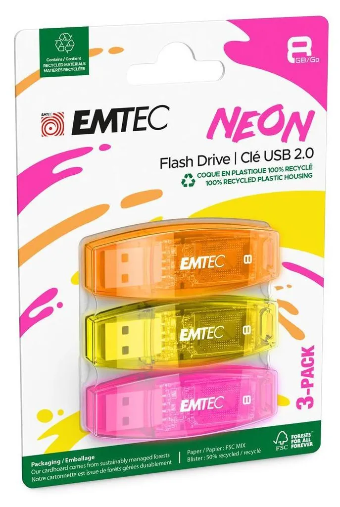 Emtec C410 Neon 8GB: La Chiavetta USB Fluo che Fa Stile
