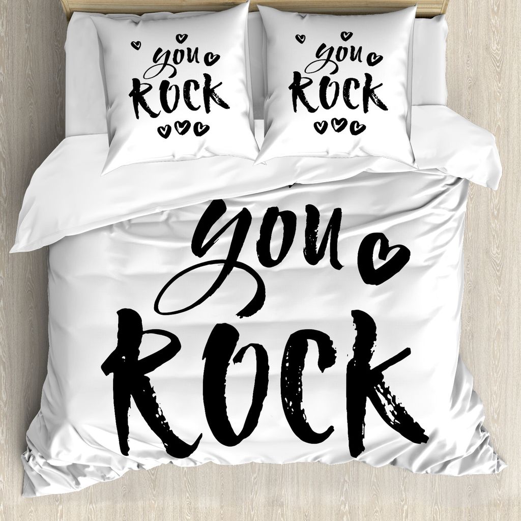 ABAKUHAUSie schaukeln Bettbezug Set für Einzelbetten, Charcoal Herz-Verzierungen, Milbensicher Allergiker geeignet mit Kissenbezug, 155 cm x 220 c...