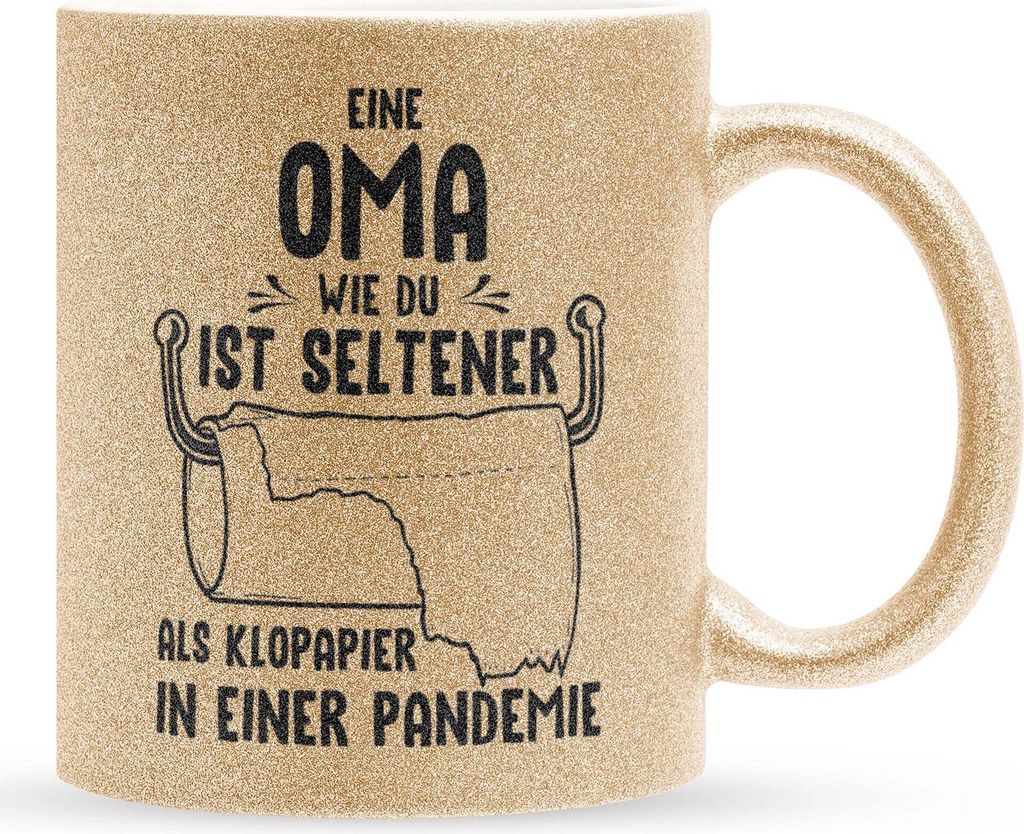 22Feels Glitzertasse Gold Oma Geschenk Geburtstag Grossmutter Muttertag Rentnerin Kaffeetasse Frauen Weihnachten Haferl Grosseltern Geschenkidee B...
