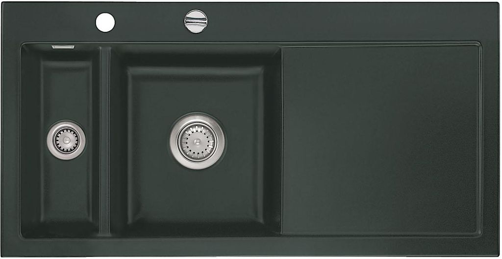 Auflagespüle KeraDomo MERA 100 EIBE Becken links mit Excenterbedienung