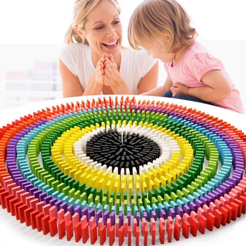480er Dominosteine bunte Bausteine Bauklötze Holzklötze Kinder Domino Spielzeuge 