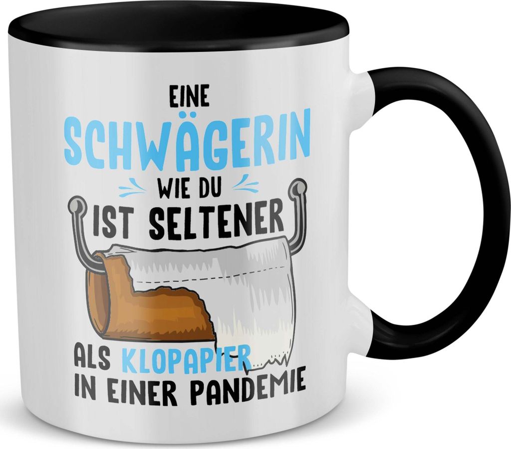 22Feels Schwägerin Geschenk Hochzeit Idee Frauen Tasse Weihnachten Geburtstag Haferl Kaffeetasse (Weiss-Schwarz)