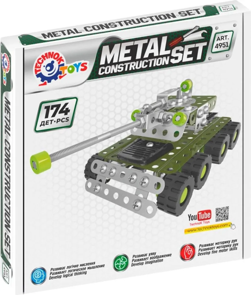 Tank Métallique Robuste 174 Pièces Technok 4951 P10 - Kit de Montage