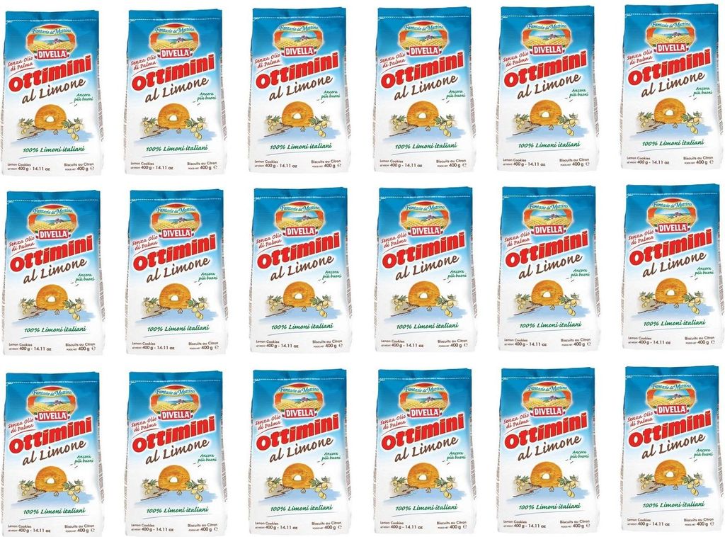 18x Divella Ottimini al Limone Italienische Shortbread Kekse mit Zitrone 400g biscuits cookies 100% italienische Zitronen