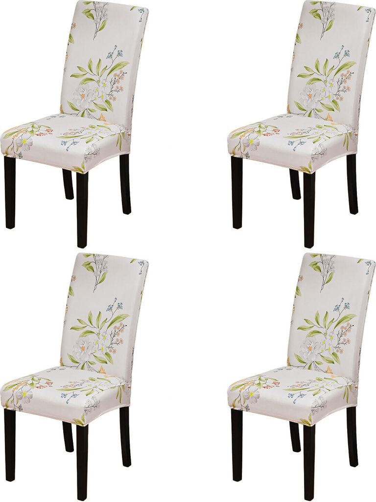4 Stück Vintage-Blumen Wasserdichte Stuhlbezüge Abnehmbar Waschbar Stuhlhussen für Zuhause, Hotel, Restaurant, Hochzeit, Stil: C