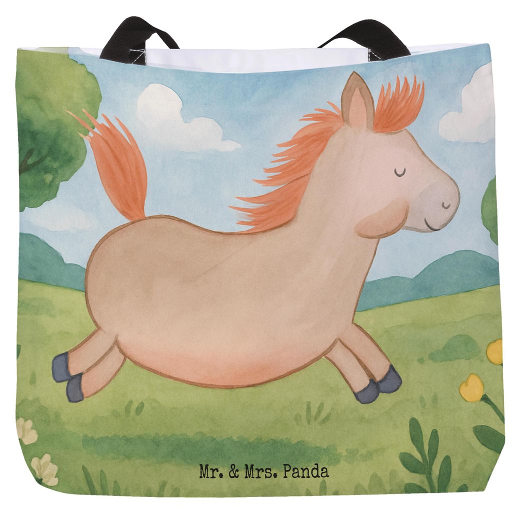 Mr. & Mrs. Panda Tote Bag Pferd Springen Design - Weiß - Geschenk, Schultasche, Stall, Laptoptasche, Tasche, Pony, Bauernhof, Reisetasche, Reiten,...