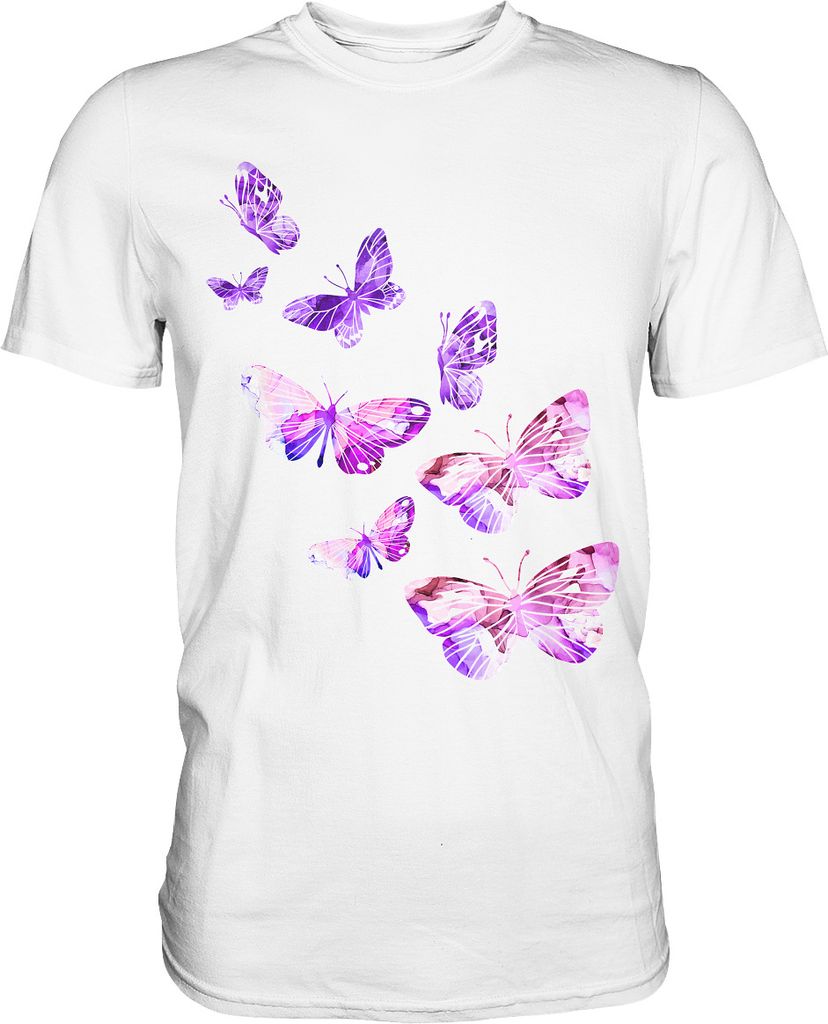 Lila Schmetterlinge T-Shirt – White / L Produktbild 