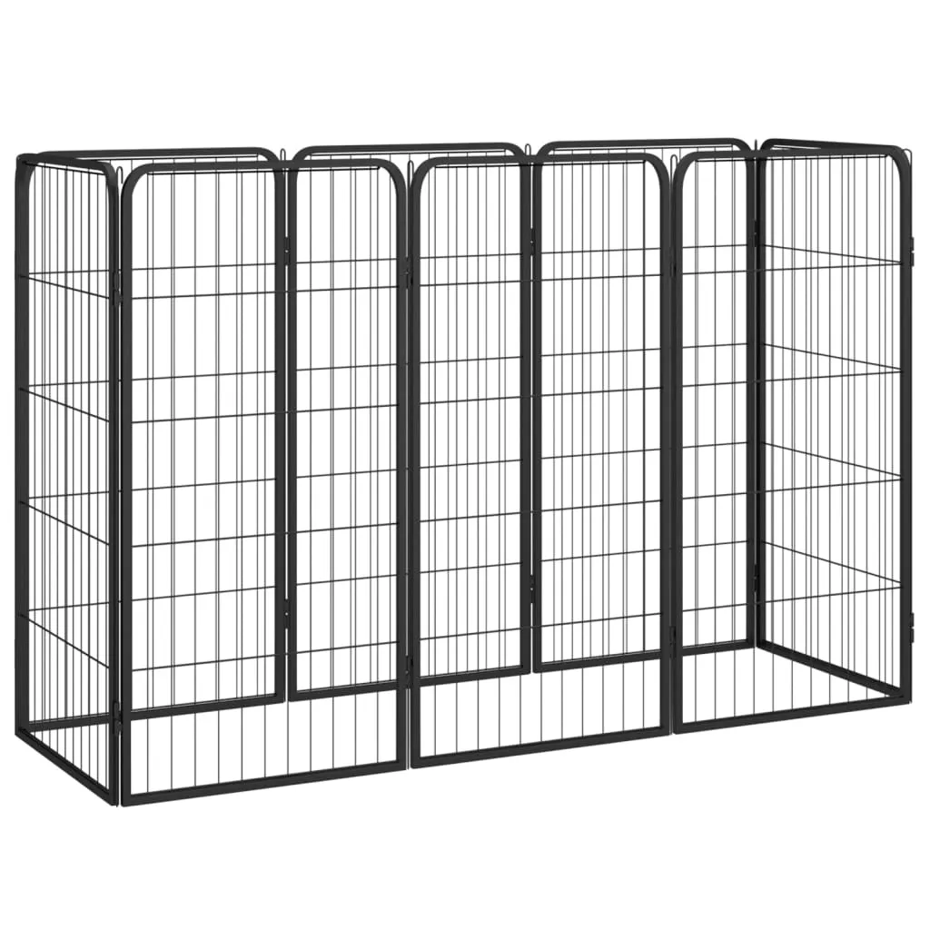 VidaXL Box Per Cani Modulare - 28 Pannelli In Acciaio Verniciato 100x50 Cm - Nero - Recinto Per Esterno Con Copertura UV E Acqua