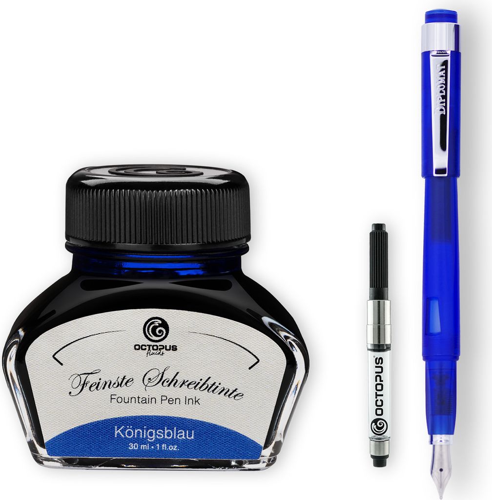 Füllhalter Diplomat Magnum Demo Blau mit Schreibtinte und Tintenkonverter, Stärke M