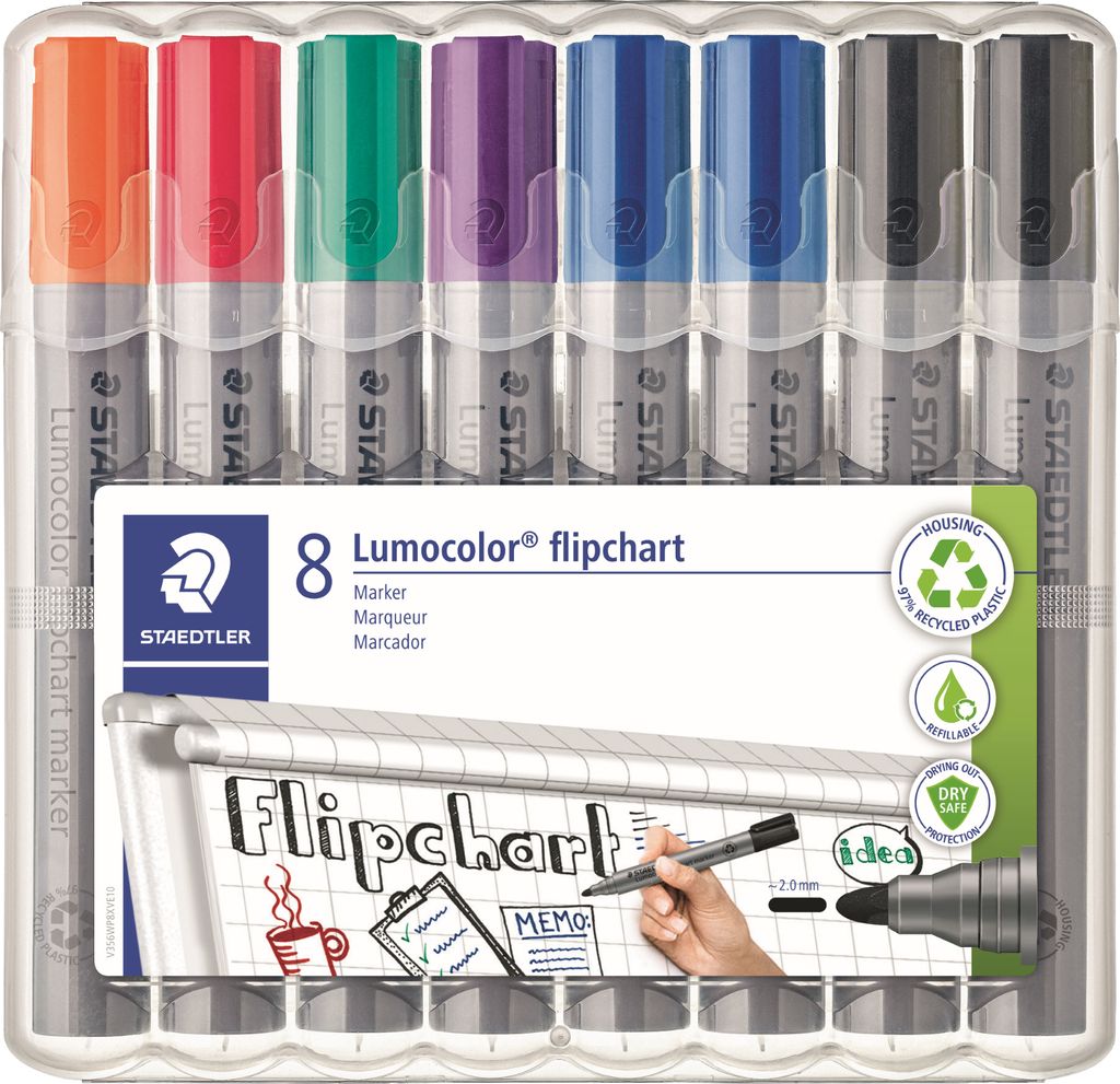 8 STAEDTLER 356 WP8 X Flipchart-Marker farbsortiert 2,0 mm