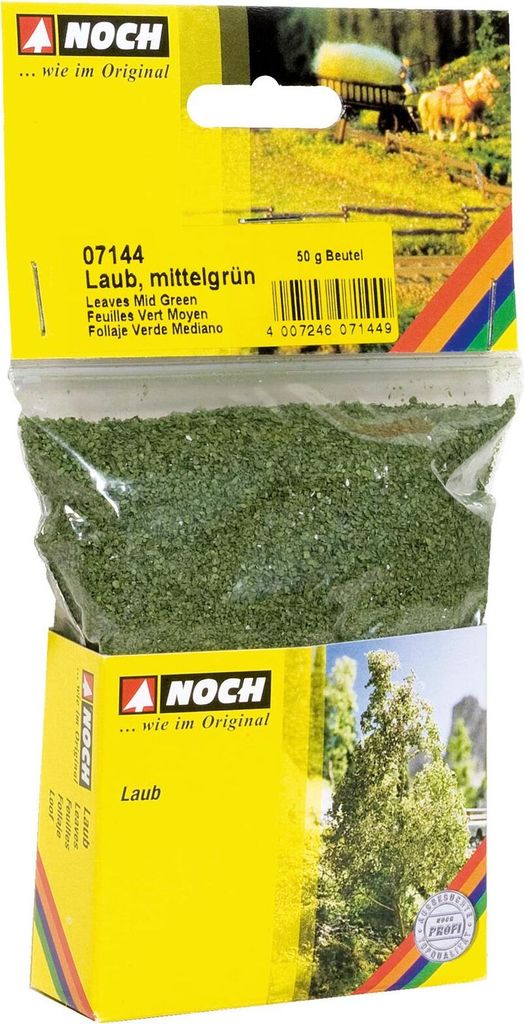 NOCH Laub, mittelgrün, 50 g für Modellbau und Dioramen, ideal für Bäume und Büsche in der Spurweiten H0, TT, N, Z