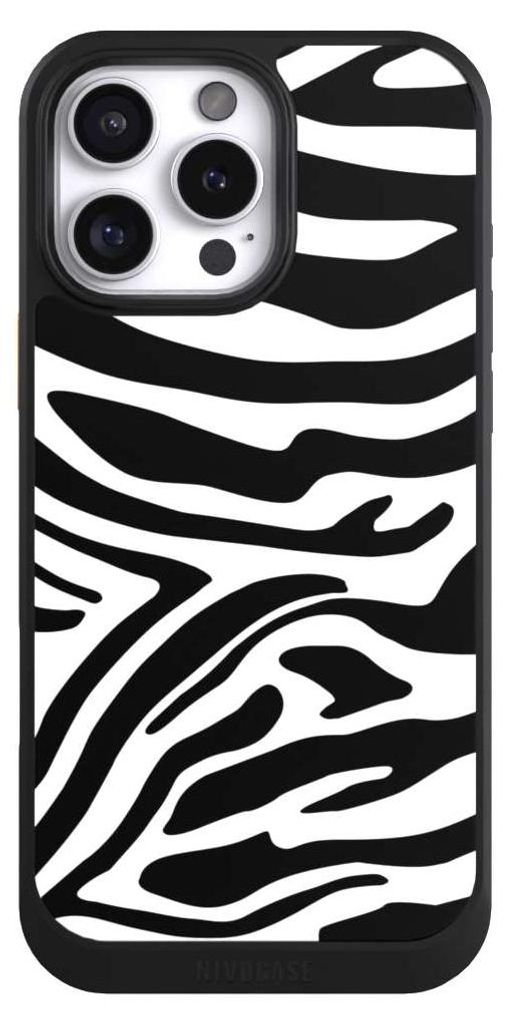 NIVOCASE Hülle für Apple iPhone 16 Pro Max Handyhülle NIVOcore Case Schwarz Animal-Look Animalprint Zebra