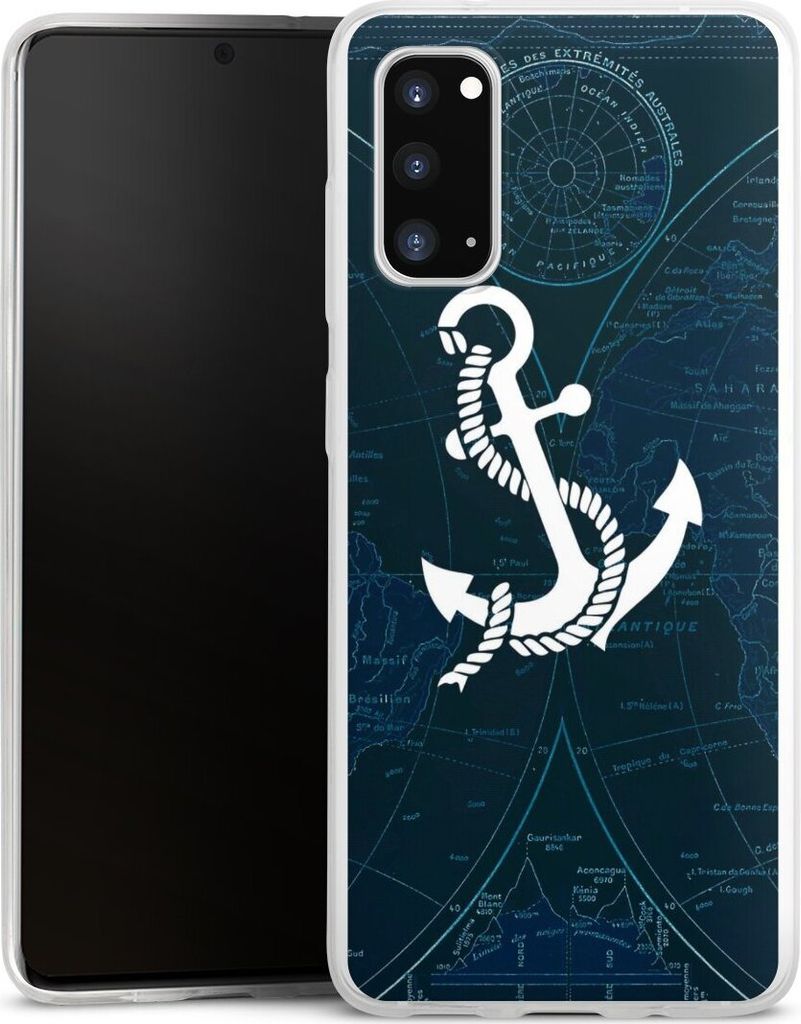DeinDesign Slim Hülle für Samsung Galaxy S20 Silikon Case Ultra Dünn Handyhülle Anker Landkarte Segeln