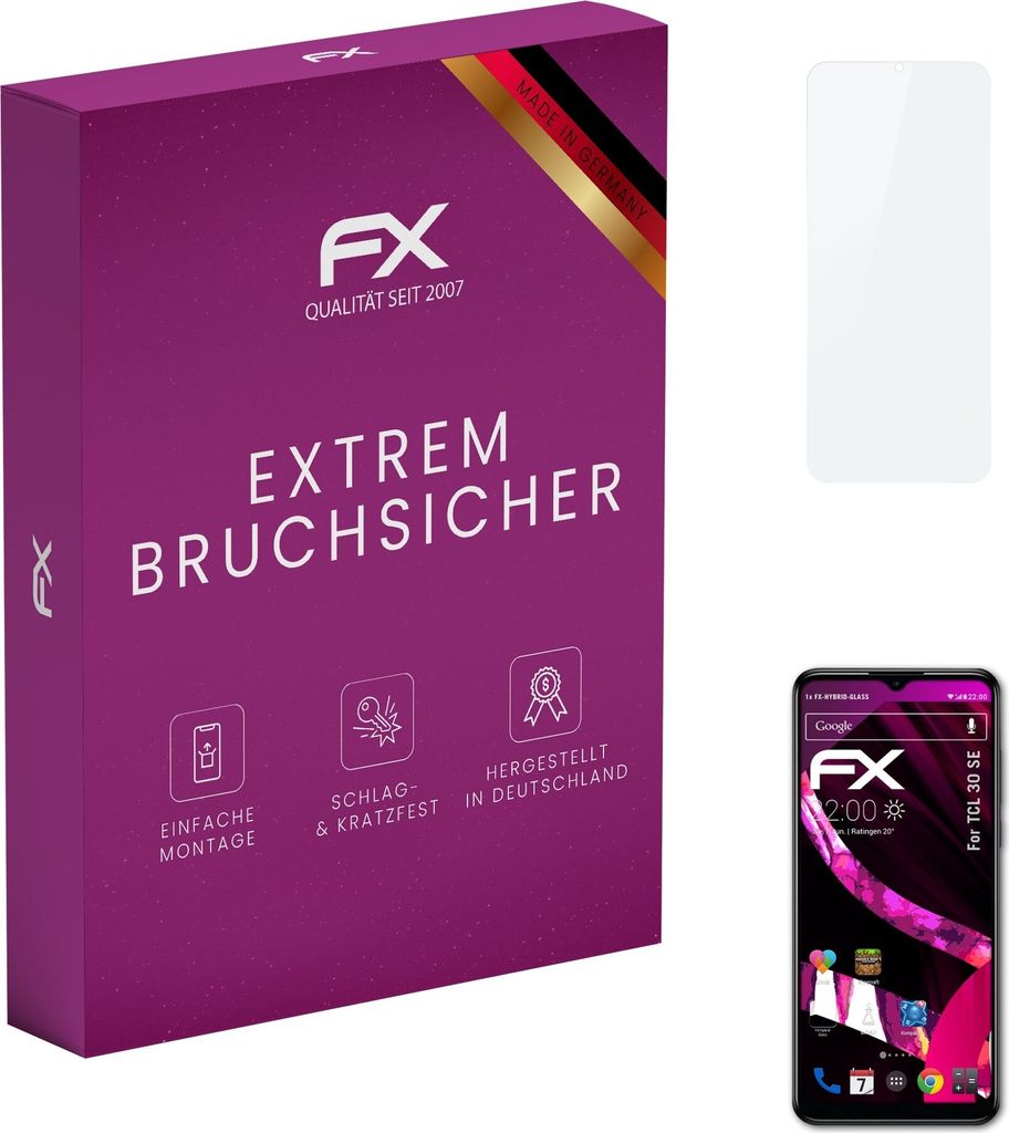 atFoliX FX-Hybrid-Glass Displayfolie kompatibel mit TCL 30 SE Glasfolie