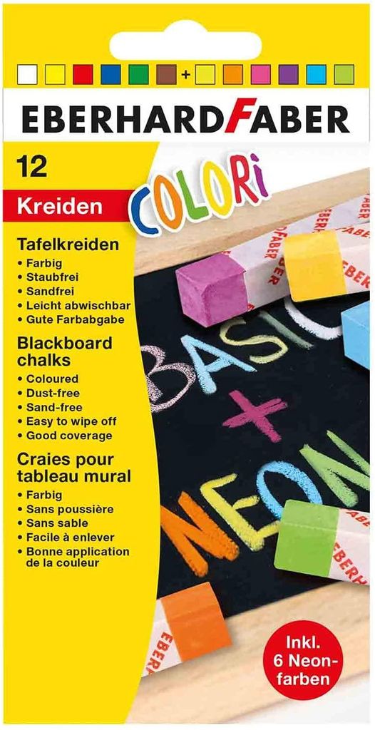Eberhard Faber 526012 - Colori Wandtafel-Kreiden in 6 Basic Produktbild 