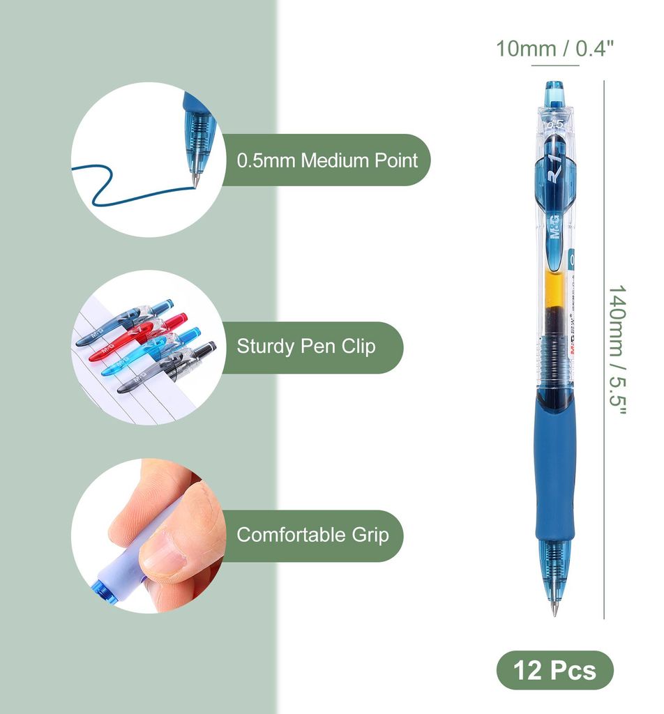Gelstift mittlere Spitze 0,5 mm, 12 Stš¹ck Schnelltrocknend Glatt Einziehbar Dunkelblau Gel-Tintenroller fš¹r Zuhause Bš¹ro Schreiben Notizen...