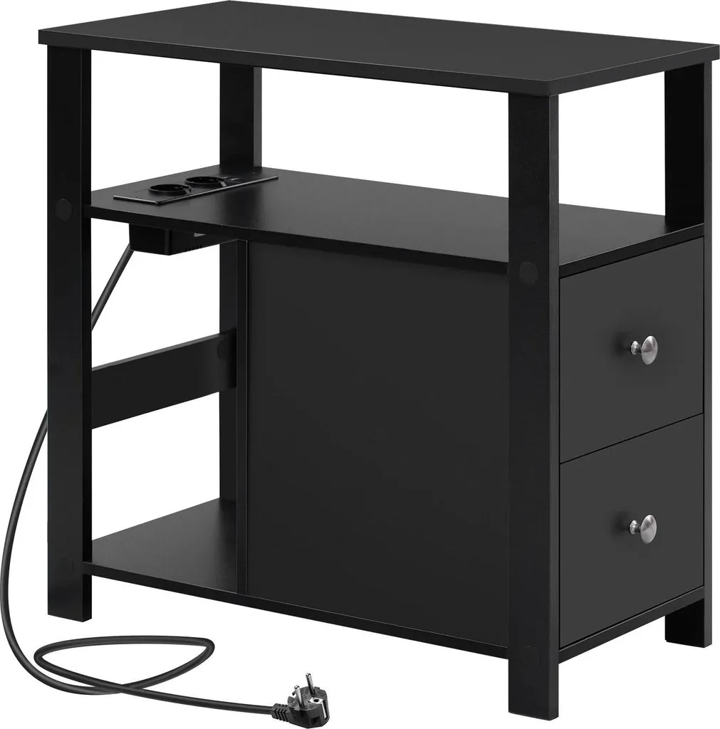 Petite table basse noire 60x60 cm rangement pour salon encombré bois