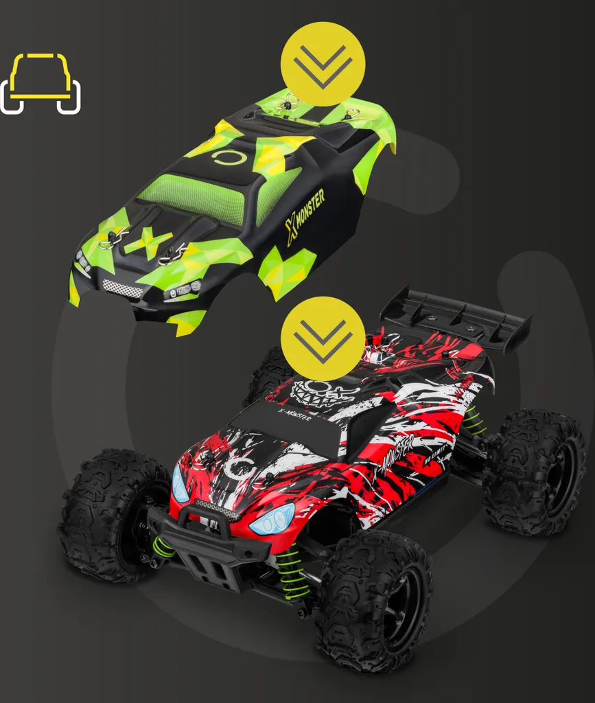 Voiture RC incassable 45 km/h X-Monster 3.5 avec 2 coques de rechange - 28