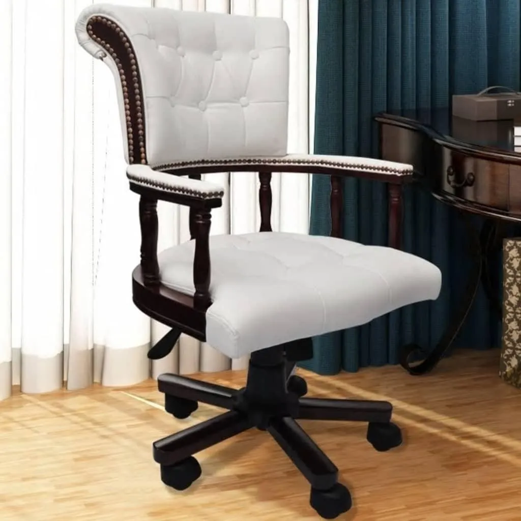 vidaXL Chaise de bureau pivotante blanche design ergonomique réglable - 2
