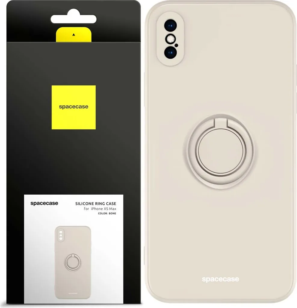 Cover Resistente iPhone XS Max con Anello SPACECASE Silicone Beige