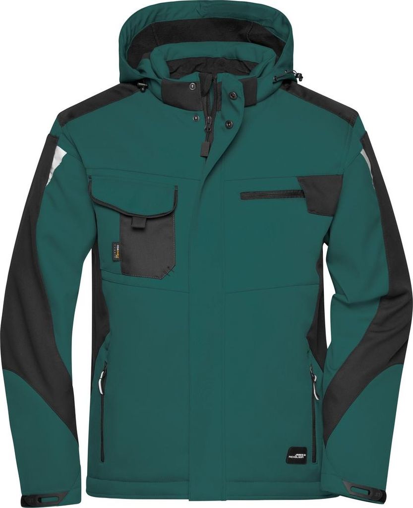 James & Nicholson Professionelle Softshelljacke mit Innenfutter JN824 Gr. 2XL dark-green/black