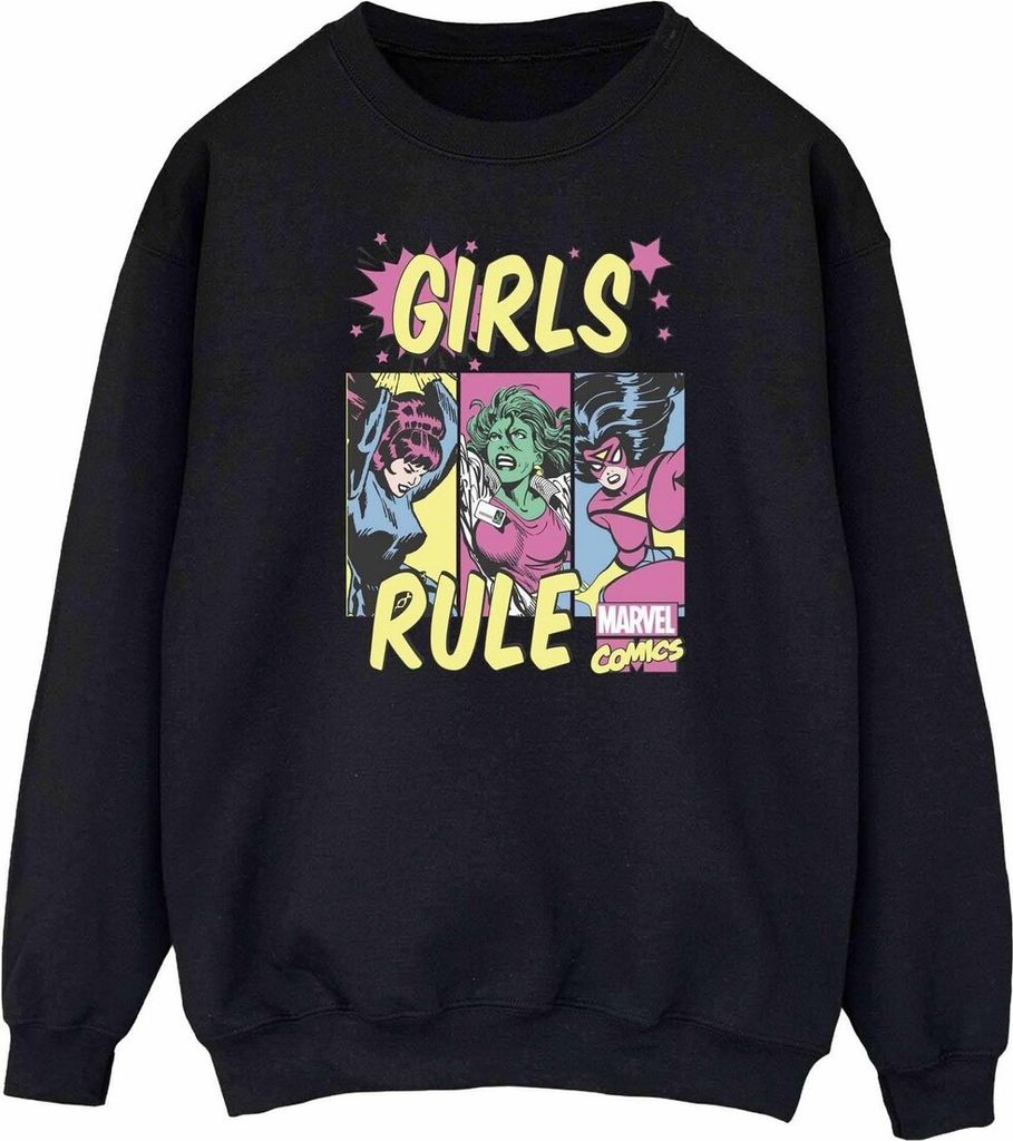 Marvel Comics - "Girls Rule" Sweatshirt für Damen BI2155 (XXL) (Schwarz)