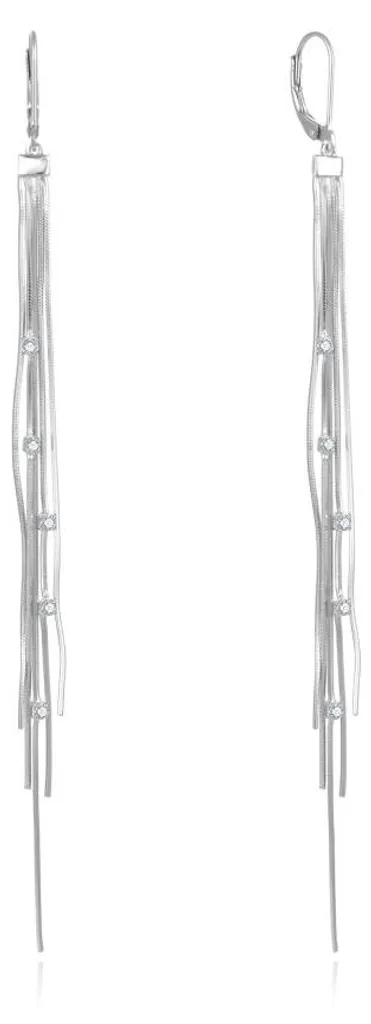Sautoir en argent pour femme avec zircon scintillant - Collier long chic