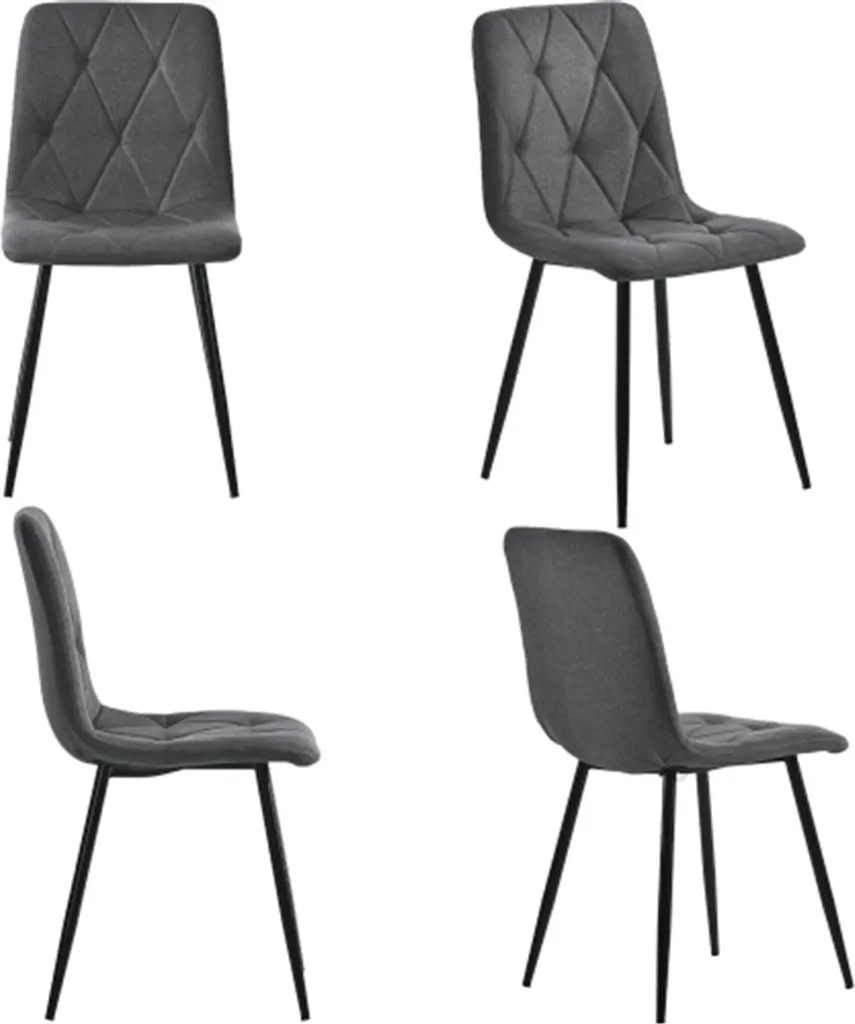 Lot de 4 Chaises de salle à manger AIORBER en toile twill grise 45x40x86cm