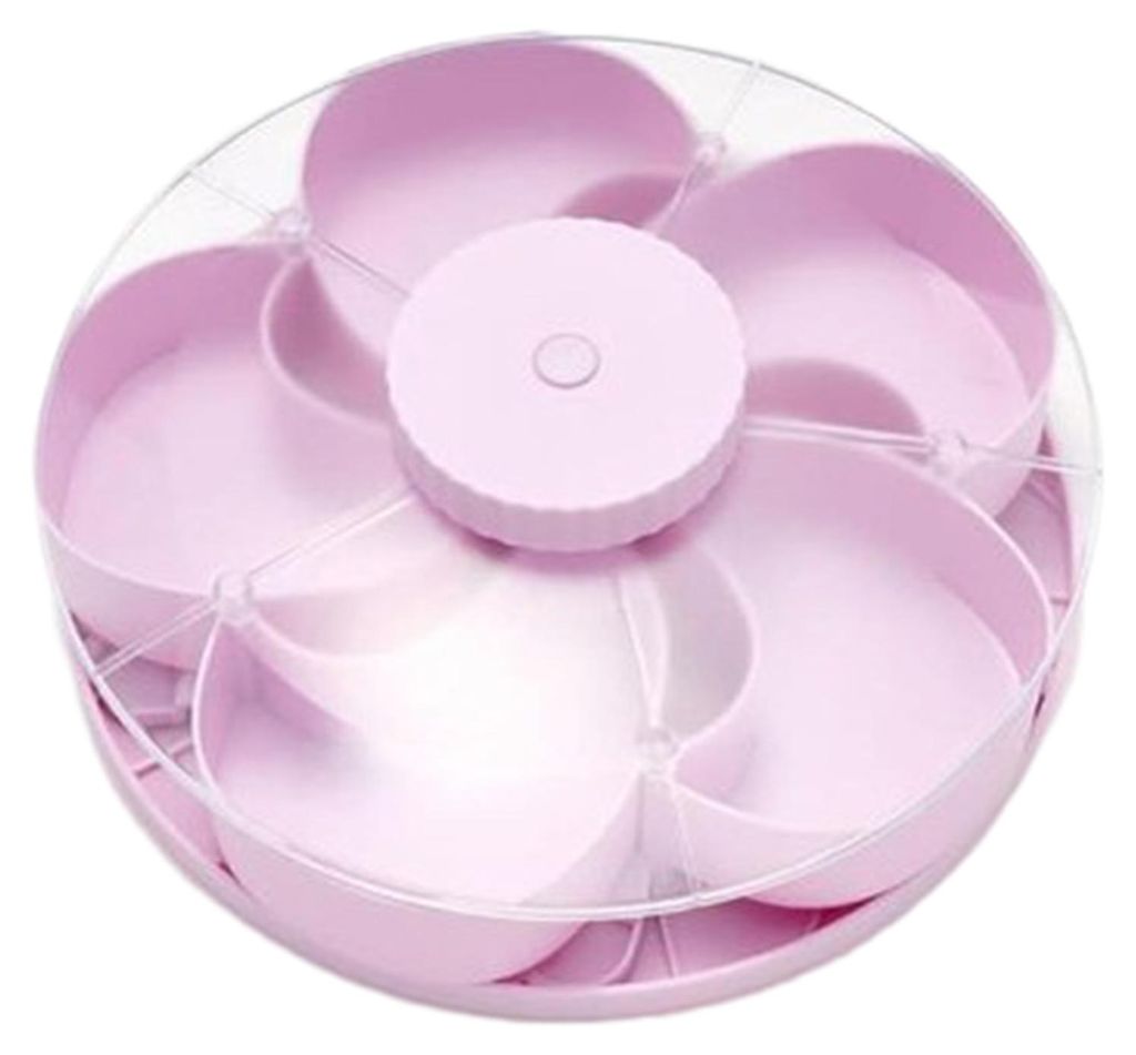 Serviertablett mit Fächern für Dips, Party-Snacks und vieles mehr; drehbare Snackbox mit Deckel; blumenförmiger Organizer mit mehreren Fächern ...