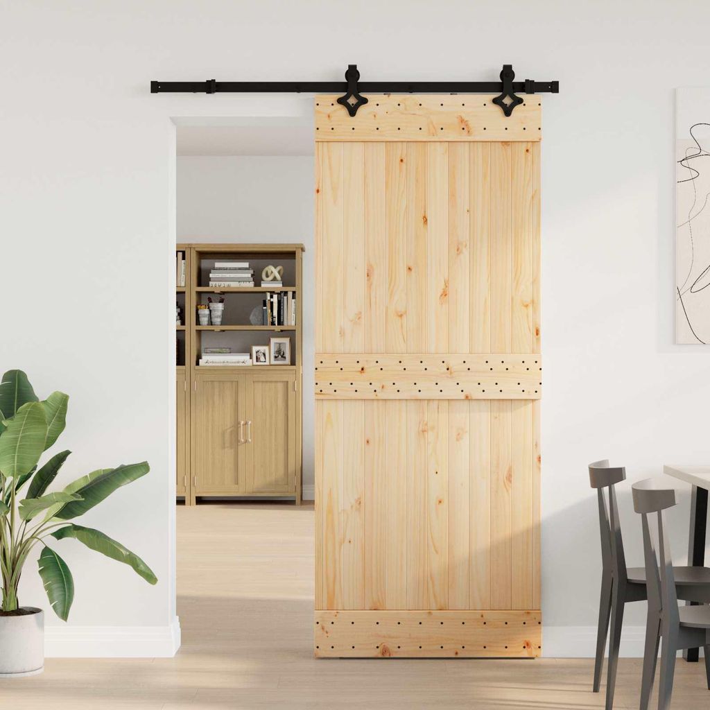 Möbel Schiebetür NARVIK Natürlich und Schwarz 85 x 210 cm (152,5 cm)Zimmertüren - Zimmertüren c6132
