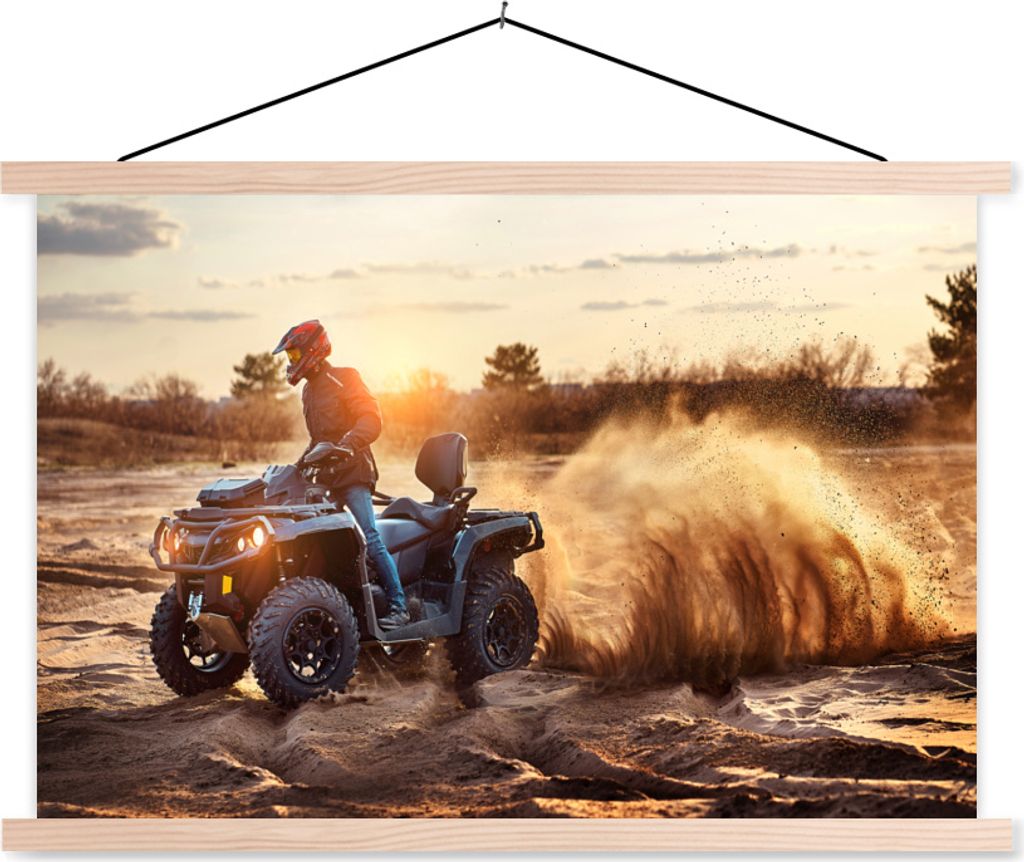 MuchoWow Textilposter Kinder-Quad - Rennen - Düne 60x40 cm mit holzfarbenen Rahmen - Bilder