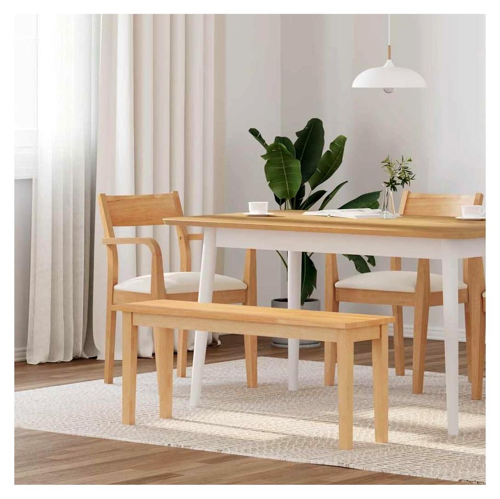 Bank 110 cm aus Massivholz Gummibaum, Sitzbank für Innenräume
