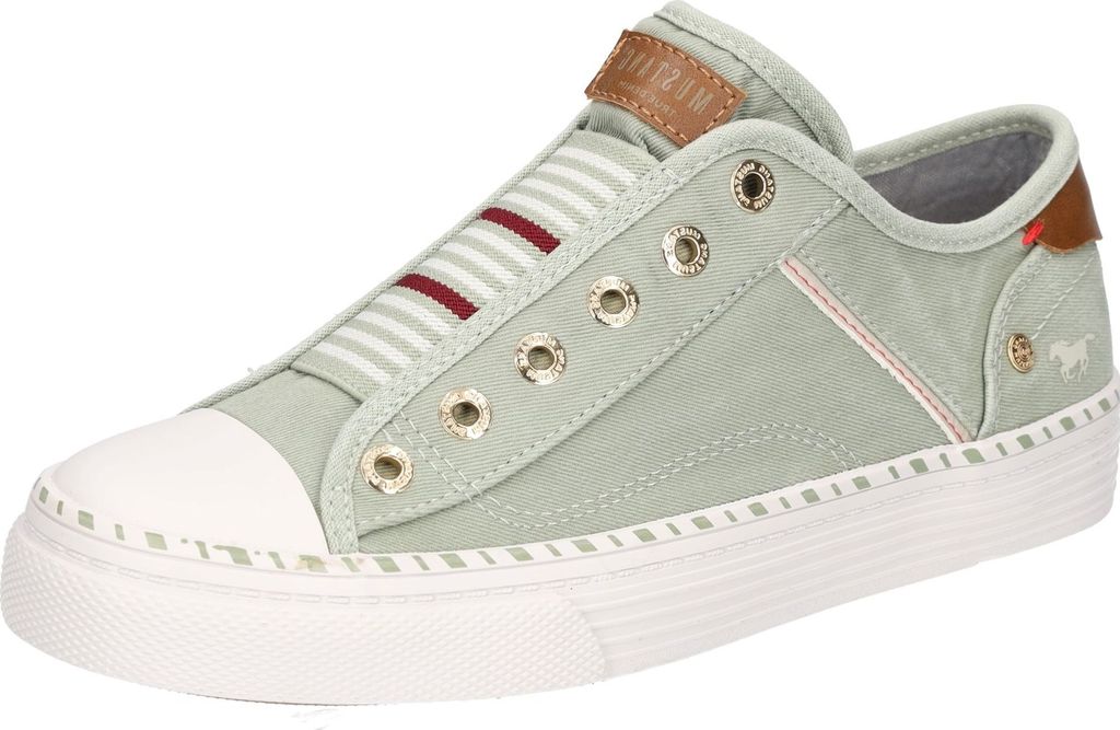 Mustang Damen Sneaker Slipper dezente Farben mit Gummisohle 1376-402, Größe:36 EU, Farbe:Grün