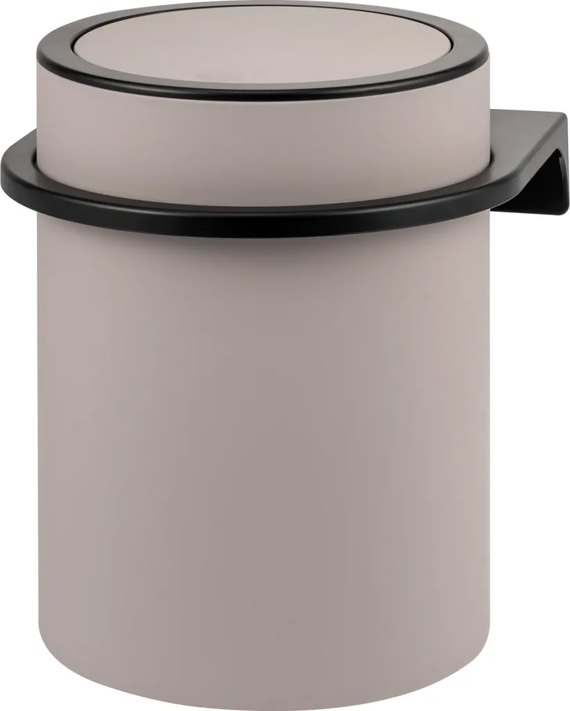 Poubelle de salle de bain anti-rayure 5,5L taupe : fixez sans percer