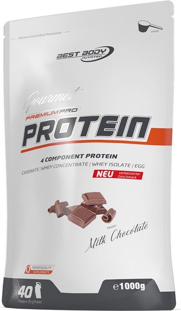 Best Body Nutrition - Gourmet Premium Pro Protein - 1000 g Zipp-Beutel, 1 x 1000 g Zipp-Beutel, Geschmack: Milk Chocolate