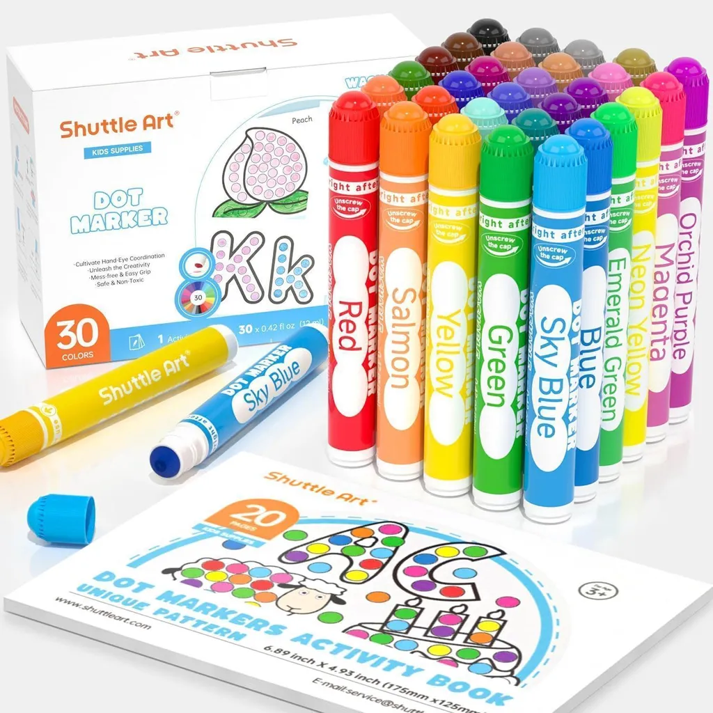 Set de 30 Marqueurs Dot Lavables pour Activités Artistiques Enfants