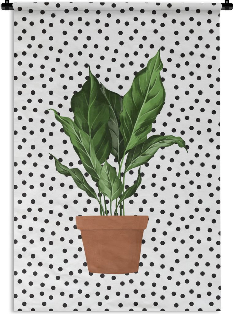MuchoWow Wandteppich Wandbehang Pflanzen - Pflanzgefäß - Dots 60x90 cm Tapisserie Dekoration Wandtuch - Foto-Teppich - Abwaschbar