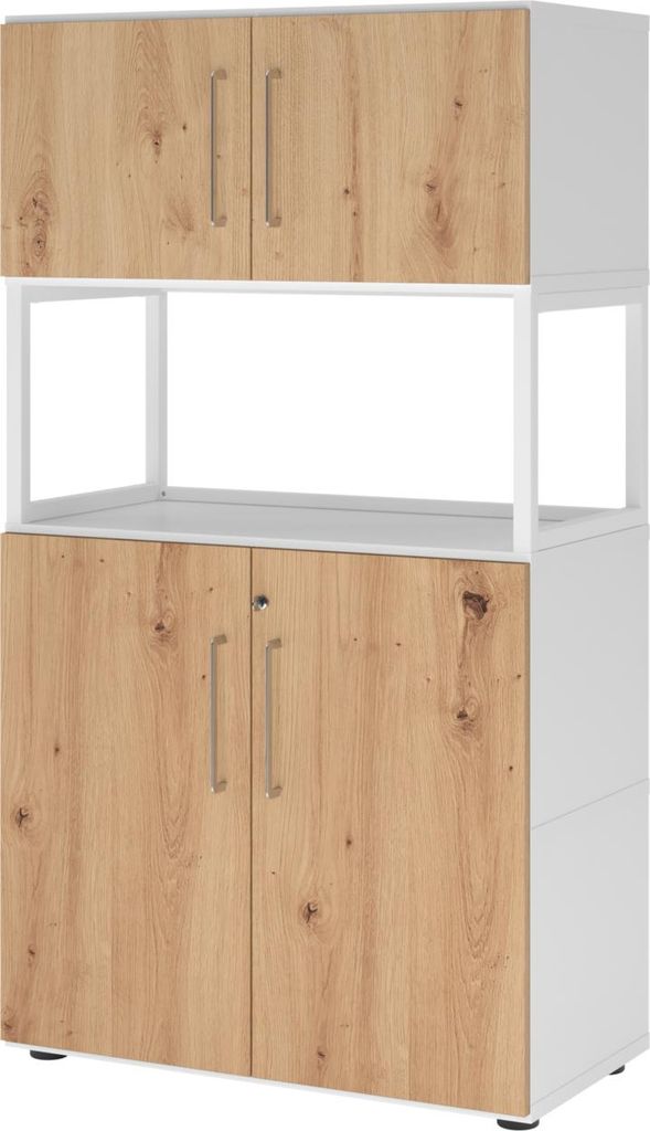 HAMMERBACHER Regalschrank FlexWall, VFW48K5RG/W/R/BS weiß, asteiche 80,0 x 40,0 x 145,0 cm