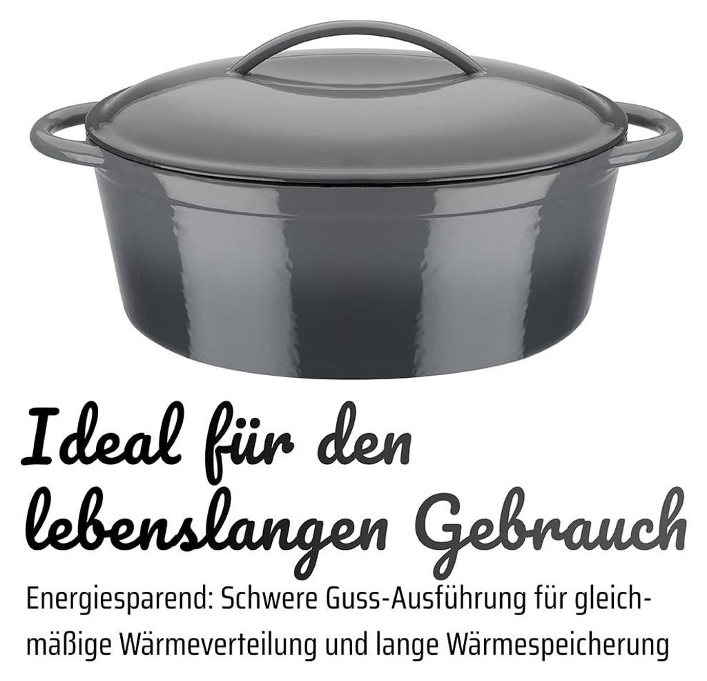 GSW Gusseisen ovaler Bräter Grey Shadow 33x25cm / 7 Ltr