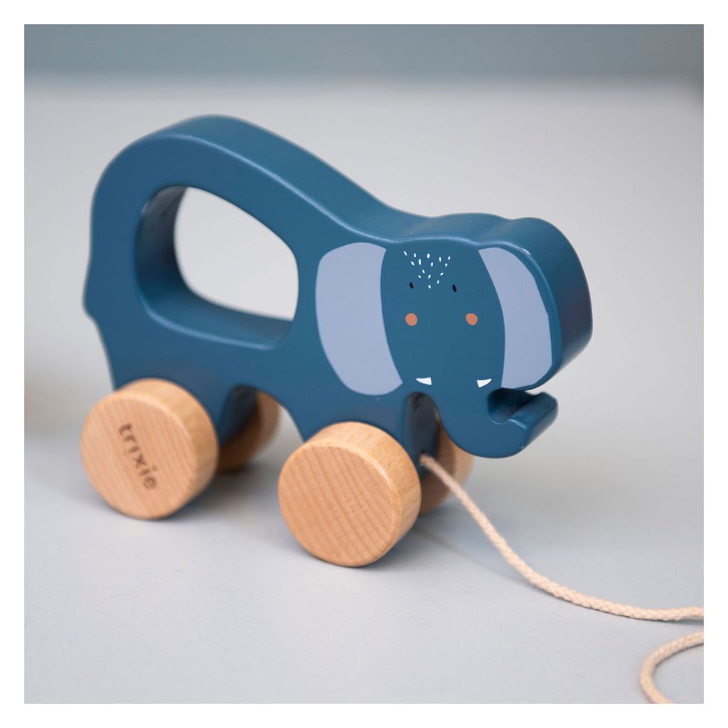 Trixie Holz Nachziehtier - Mrs. Elephant - - blau